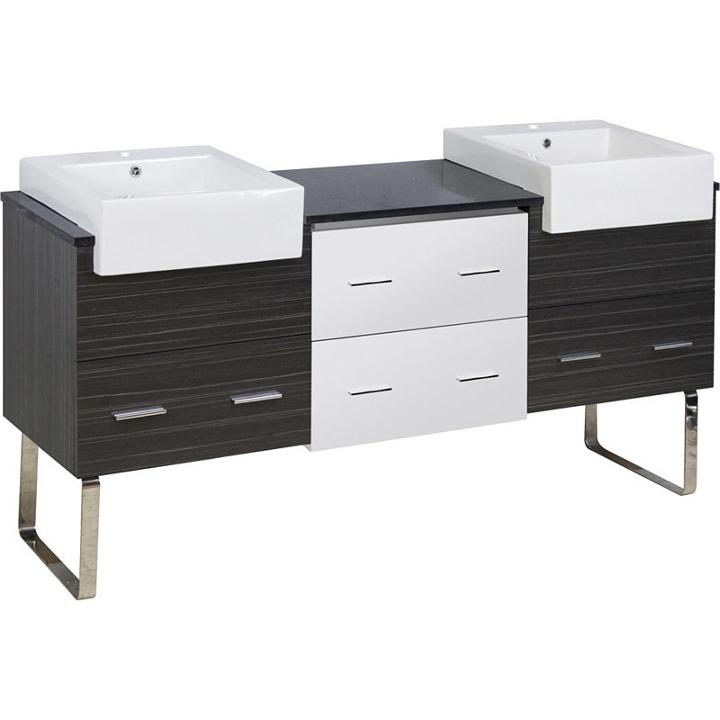 68.75-in. W 18-in. D Modern Plywood-melamine Vanity Base Set Only In White-dawn Grey