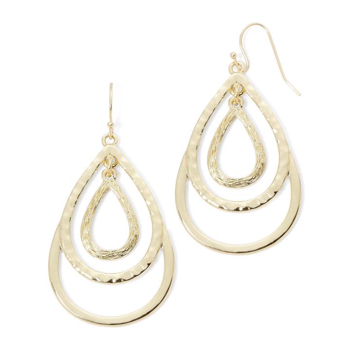 Liz Claiborne Gold-tone Layered Teardrop Drop Earrings