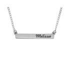 Personalized 14k White Gold Engraved Name Bar Necklace