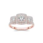 1 Ct. T.w. Diamond 10k Rose Gold 3-stone Engagement Ring