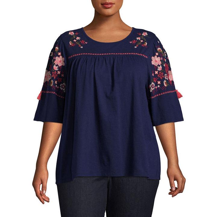 St. John's Bay Embroidered Tee - Plus