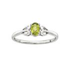 Womens Green Peridot Sterling Silver Delicate Ring