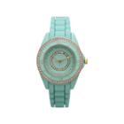 Olivia Pratt Womens Rhinestone Bezel Rhinestone Dial Mint Silicone Watch 40036mint