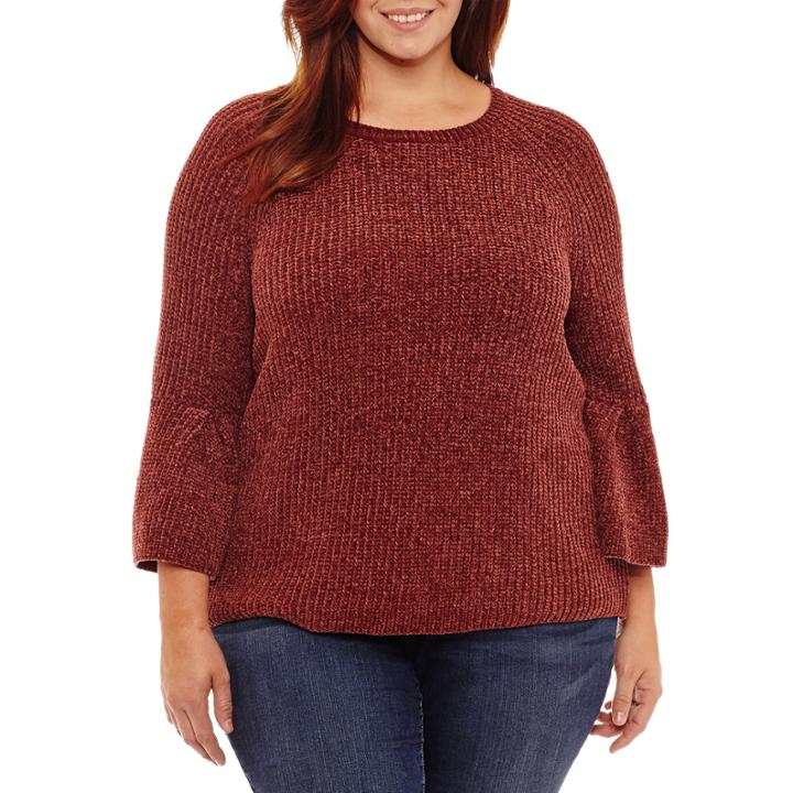 A.n.a Long Sleeve Chenille Pullover Sweater-plus