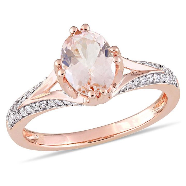 Womens 1/4 Ct. T.w. Genuine Pink Morganite 14k Gold Cocktail Ring