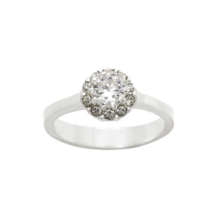 City X City Pure Silver-plated Crystal & Cubic Zirconia Engagement Ring
