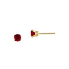 4mm Round Lab Created Ruby Earring In 14k Yellow Gold