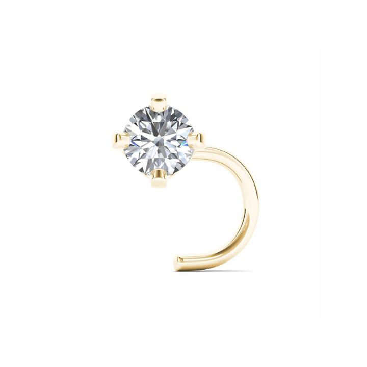 14k Yellow Gold Diamond-accent 1.8mm Nose Screw Ring