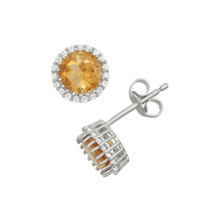Genuine Citrine & Lab-created White Sapphire Sterling Silver Earrings