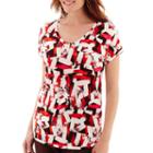 Liz Claiborne Short-sleeve Print V-neck T-shirt