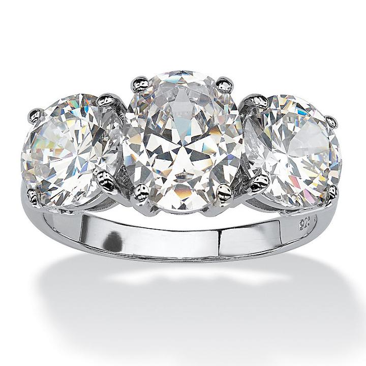 Diamonart Womens Greater Than 6 Ct. T.w. Oval White Cubic Zirconia Engagement Ring