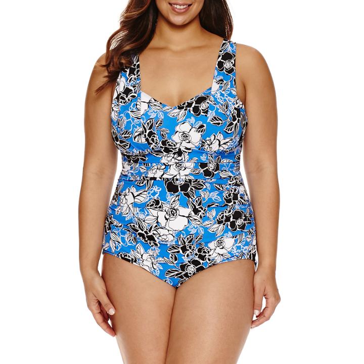 Trimshaper Floral One Piece Swimsuit - Plus