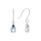 Genuine Blue Topaz And Lab-created Blue Sapphire Drop Earrings