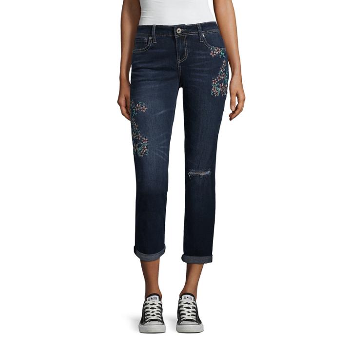 Hydraulic Sukajun Embroidered Roll Cuff Curvy Fit Jeans-juniors