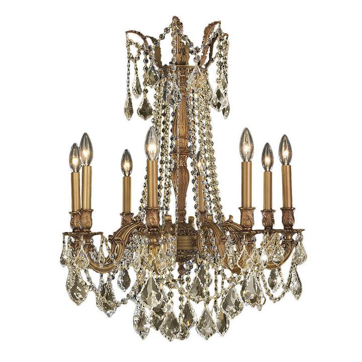 Windsor Collection 8 Light Golden Teak Crystal Chandelier