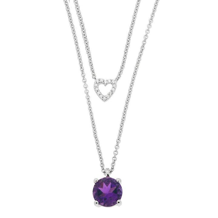 Womens Diamond Accent Genuine Purple Amethyst Necklace Set