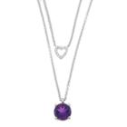 Womens Diamond Accent Genuine Purple Amethyst Necklace Set