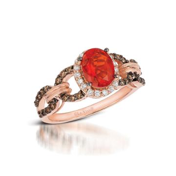 Grand Sample Sale By Le Vian Neon Tangerine Fire Opal And Chocolate & Vanilla Diamonds Ring In 14k Strawberry Gold