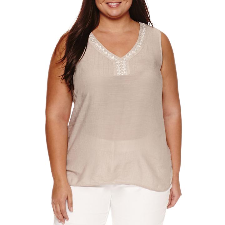 Alyx Sleeveless Embroidered Woven Tank Top-plus