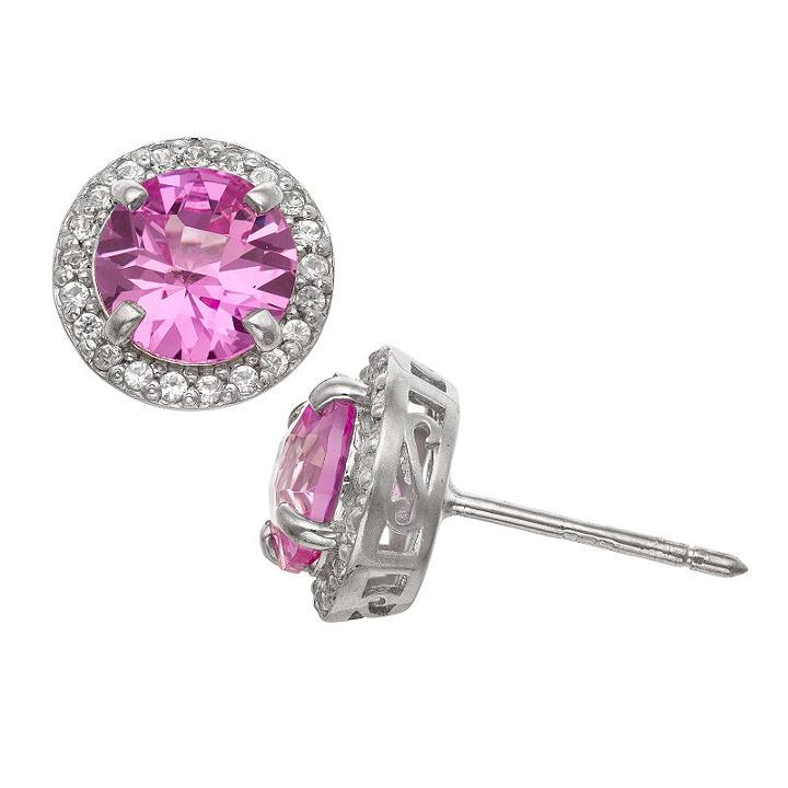 Lab Created Pink Sapphire 10mm Stud Earrings