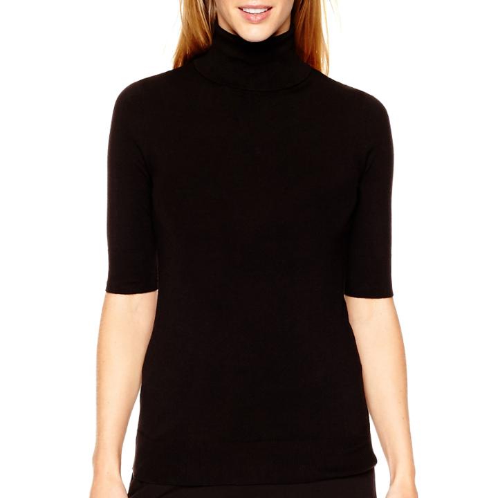 Liz Claiborne Elbow-sleeve Turtleneck Sweater - Tall