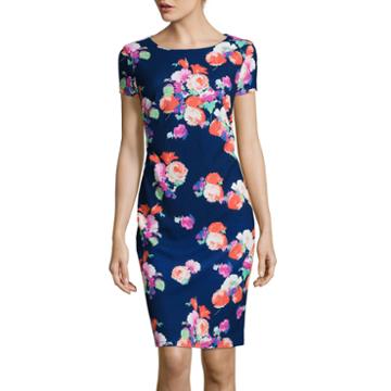 Fifth & Park Short-sleeve Floral Sheath Dress