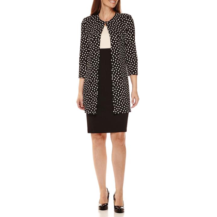 Danny & Nicole 3/4-sleeve Dot-print Long Jacket Dress