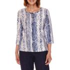 Alfred Dunner Sierra Madre 3/4 Sleeve Animal Print T-shirt