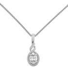 Womens Diamond Accent Genuine White Topaz Sterling Silver Pendant Necklace