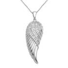 1/10 Ct. T.w. Diamond Sterling Silver Feather Wing Pendant Necklace