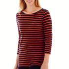 Stylus&trade; 3/4-sleeve Striped Boatneck T-shirt