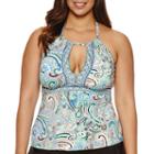 Liz Claiborne Paisley Tankini Swimsuit Top-plus