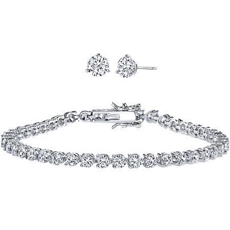 Diamonart Cubic Zirconia Earring And Bracelet Set