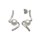 Sterling Silver Cultured Freshwater Pearl & White Topaz Earrings