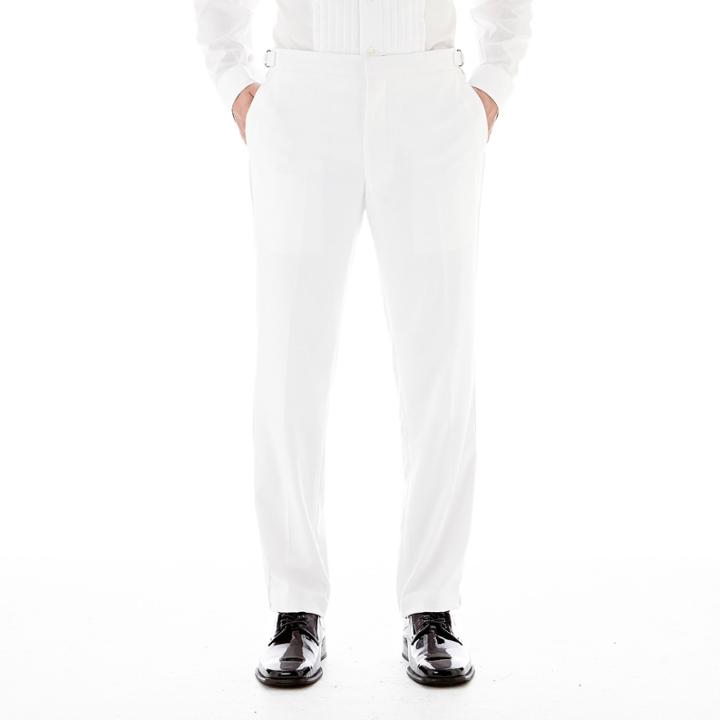 Savile Row White Tuxedo Pants - Slim-fit