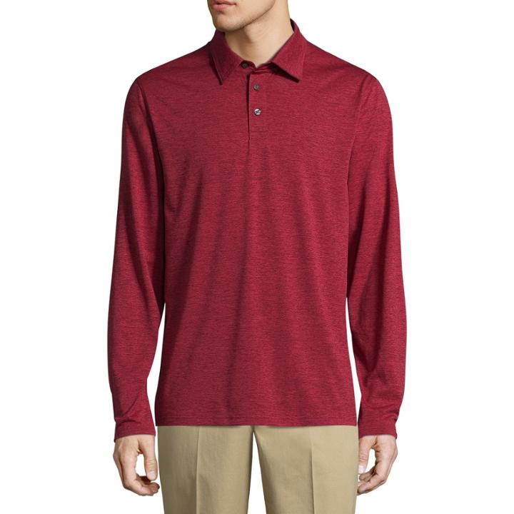 St. John's Bay Long Sleeve Melange Polo Shirt