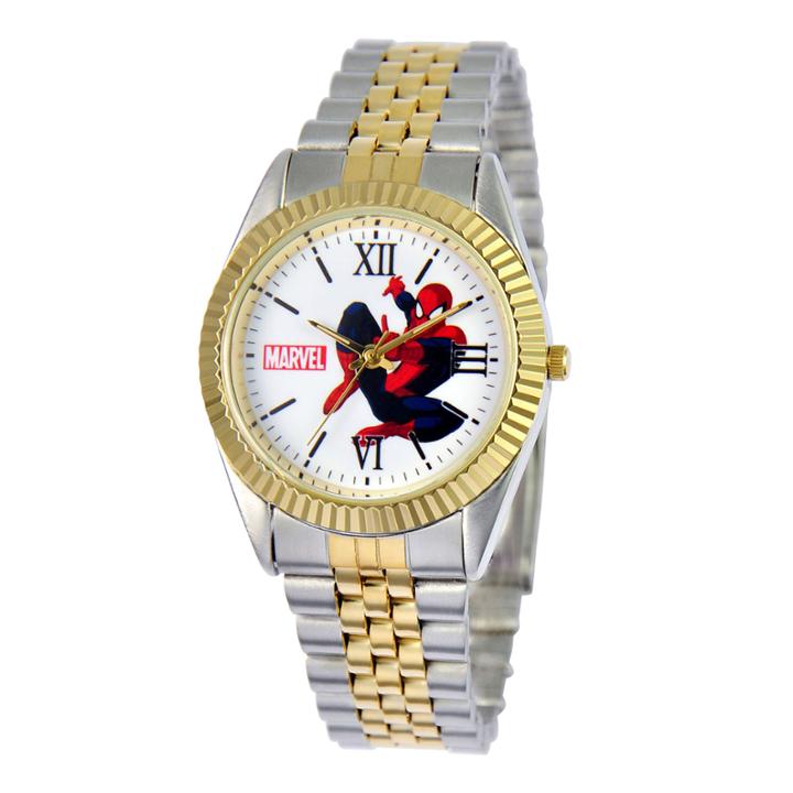 Disney Status Mens Spiderman Two-tone Metal Bracelet Watch