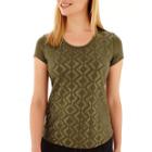 Liz Claiborne Short-sleeve Sequin Top - Petite