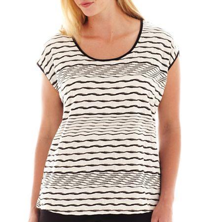 Liz Claiborne Short-sleeve Textured Tee - Plus