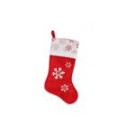 20.5 Country Cabin Red And White Button Snowflake Christmas Stocking With Glitter Accented Cuff