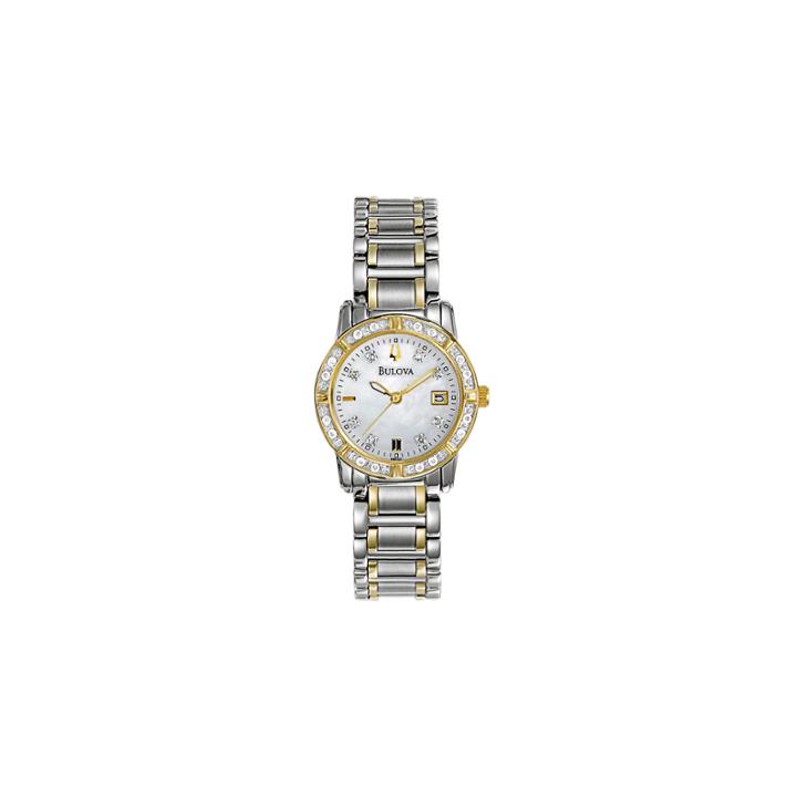 Bulova Womens Diamond-accent Mother-of-pearl Watch 98r107