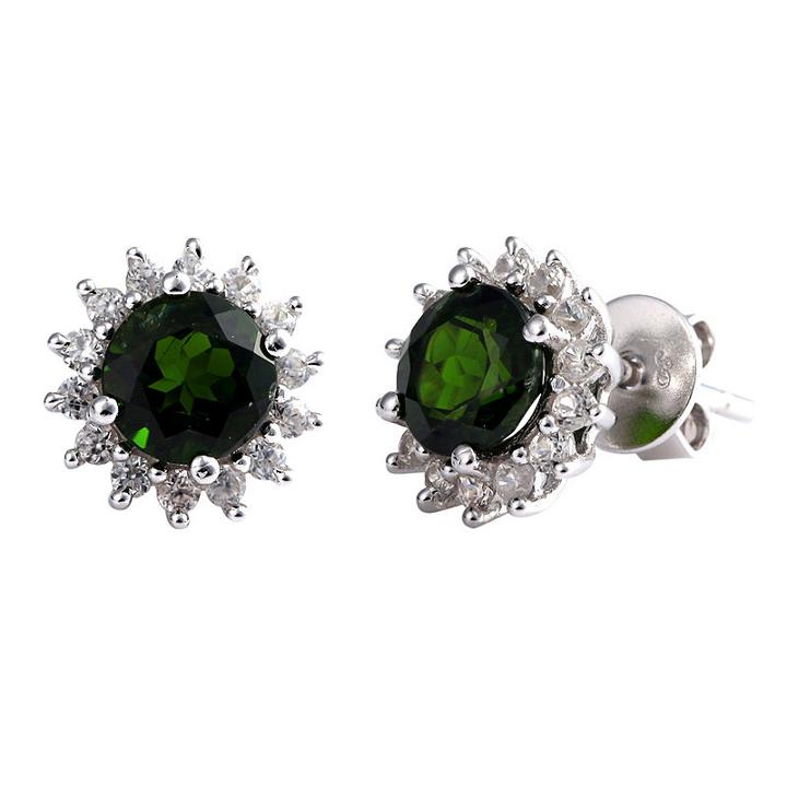 Green Chrome Diopside 12mm Stud Earrings
