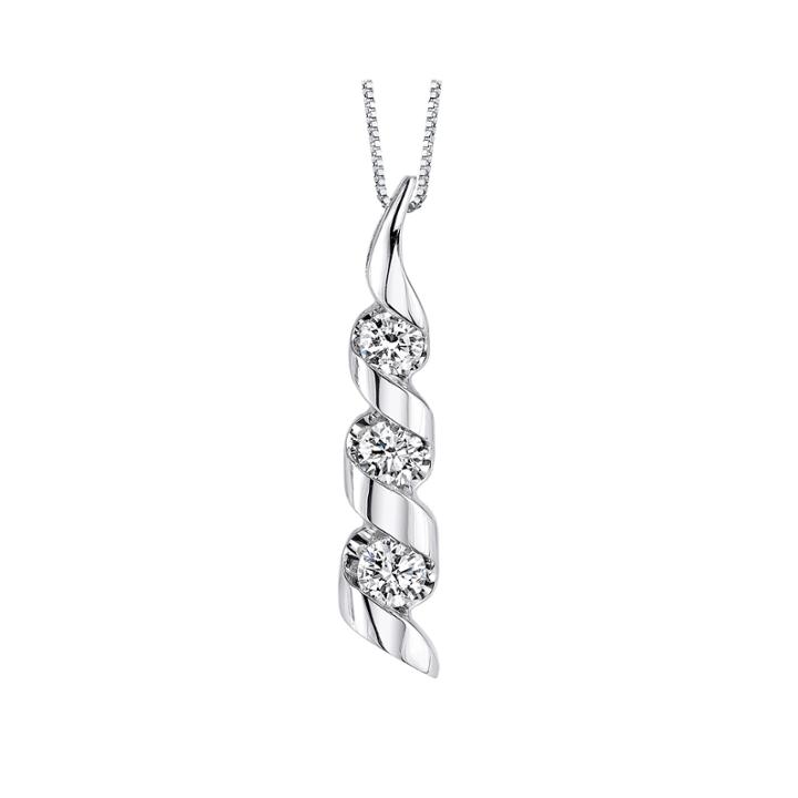 Sirena 1/2 Ct. T.w. Diamond 14k White Gold 3-stone Pendant Necklace