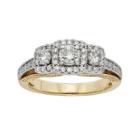1 Ct. T.w. Certified Diamond 14k Two-tone Gold 3-stone Bridal Ring