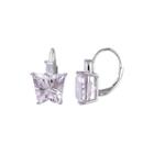 Genuine Pink Amethyst And White Topaz Butterfly-shaped Earrings