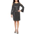 Jessica Howard Long Sleeve Chevron Shift Dress
