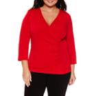 Liz Claiborne 3/4-sleeve Surplus Top - Plus