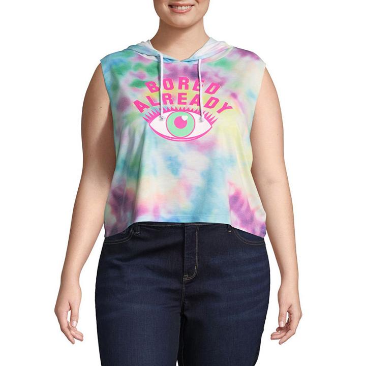 Crop Muscle Pullover Graphic Hoodie- Juniors Plus