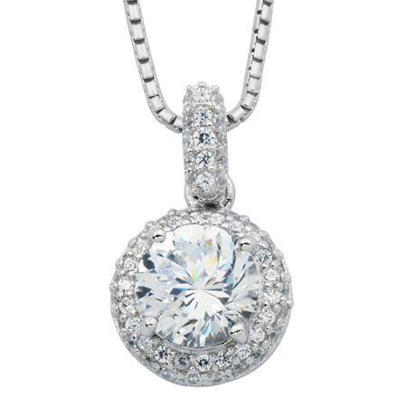 100 Facets By Diamonart Cubic Zirconia & Diamond-accent Framed Pendant Necklace