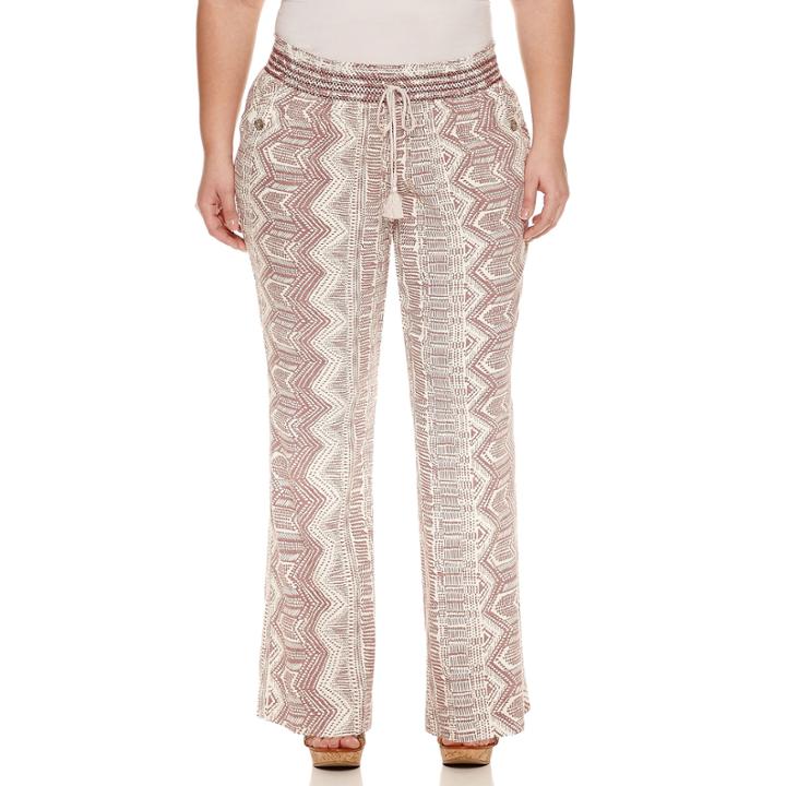 Rewash Print Linen Pants - Juniors Plus